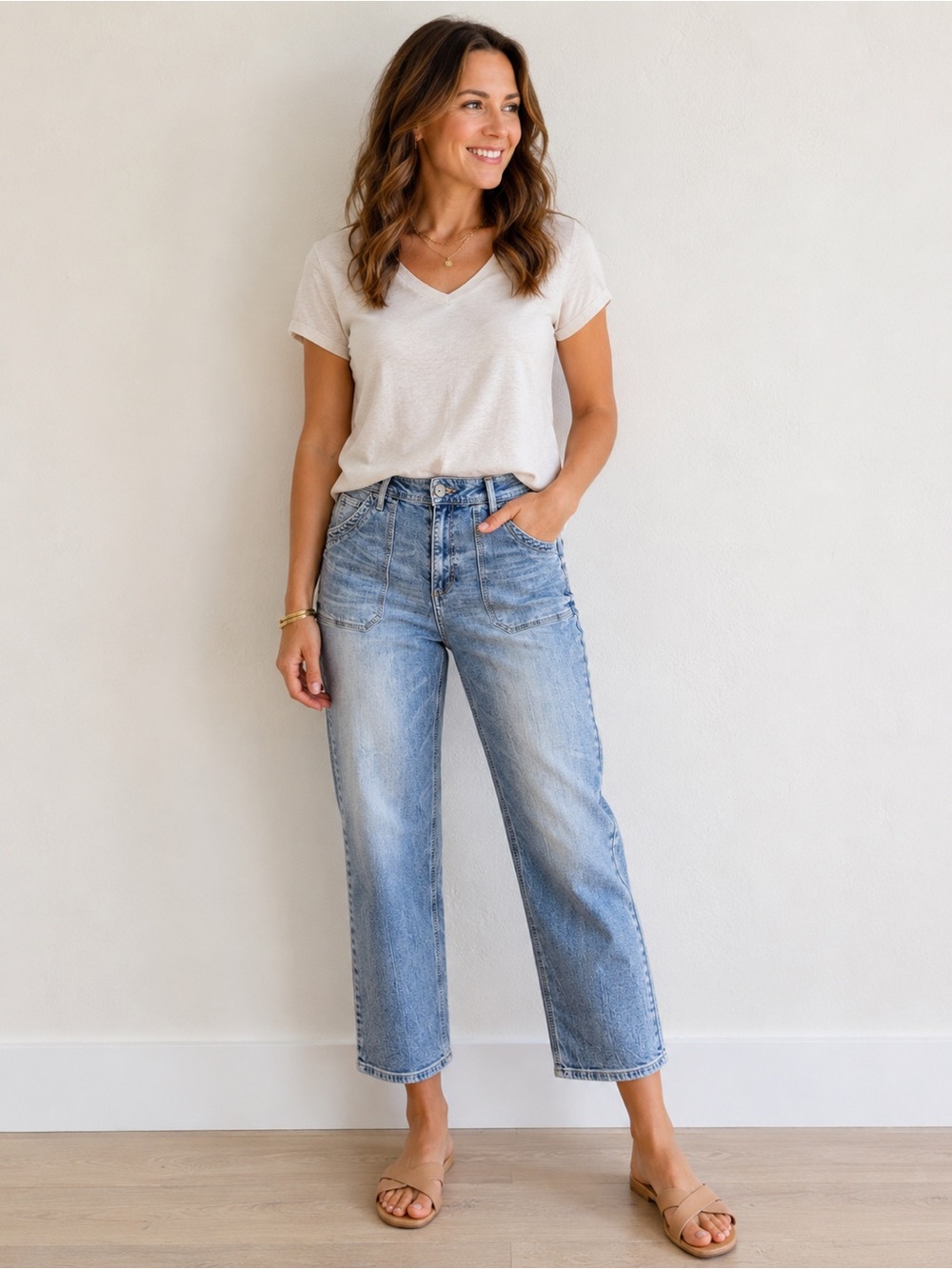 Time and Tru Utility Pocket Ankle Jeans Light Wash Size 10